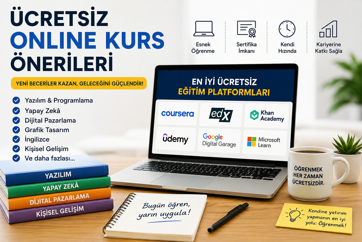 Ücretsiz Online Kurs Önerileri (2026): Yeni Beceriler Kazanmanın En Kolay Yolu